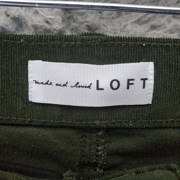 Loft Pants Womens 31 Green Corduroy Skinny Stretch - Picture 2 of 12